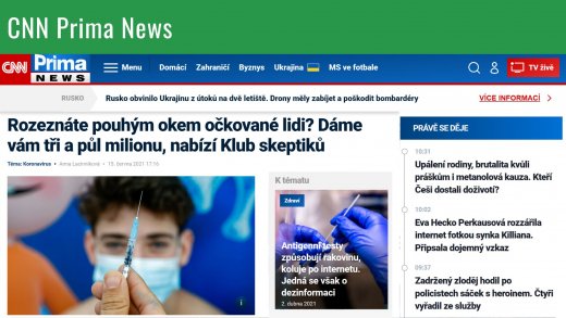 CNN Prima News | Anna Lacinniková: Rozeznáte pouhým okem očkované lidi? Dáme vám tři a půl milionu, nabízí Klub skeptiků CNN Prima News | Anna Lacinniková: Rozeznáte pouhým okem očkované lidi? Dáme vám tři a půl milionu, nabízí Klub skeptiků