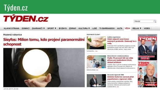 Týden.cz | Sisyfos: Milion tomu, kdo projeví paranormální schopnost